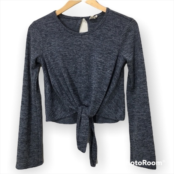 SKY and Sparrow crop blue bottom tie long sleeve - Picture 1 of 6
